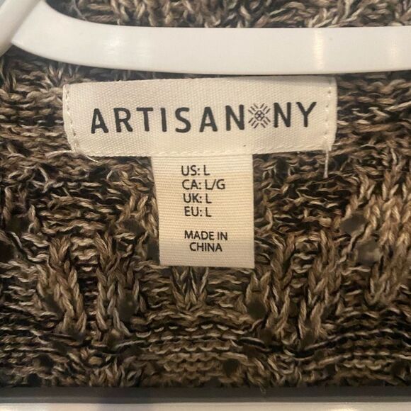 Women’s Artisan NY Long Sleeveless Sweater Vest  Gray/Brown Size Large - Picture 6 of 10